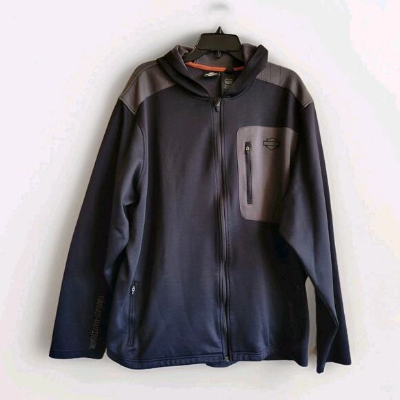 Harley Davidson Genuine hooded black jacket Zip Up 3XL Vtg